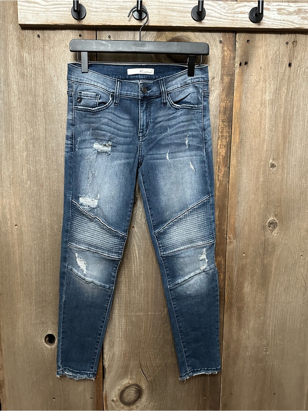 KanCan Distressed Skinny Ankle Moto Denim Jeans in Blue Size 7/27